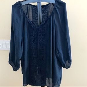 Light weight blue tie top.